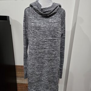 Athleta Charcoal Knit Cowl Neck Dress with Hood Small Tall